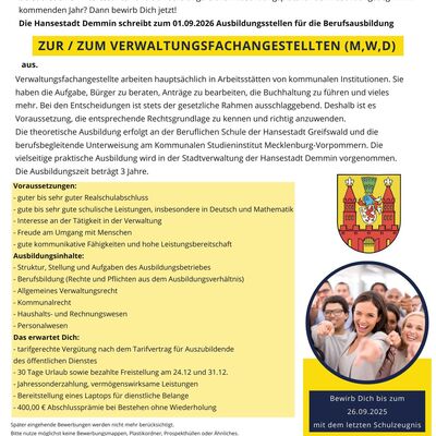 Bild vergrößern: Ausschreibung Ausbildung VFA