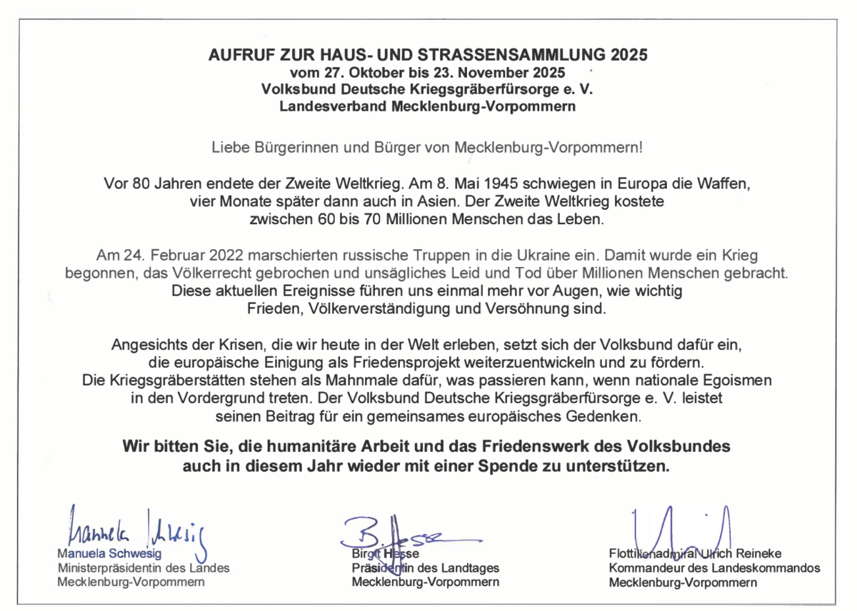 Aufruf zur Haus- und Strassensammlung 2025