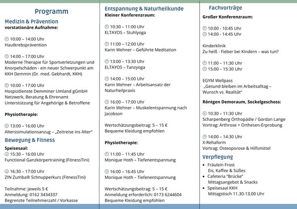 Gesundheitstag 2026 - Programm