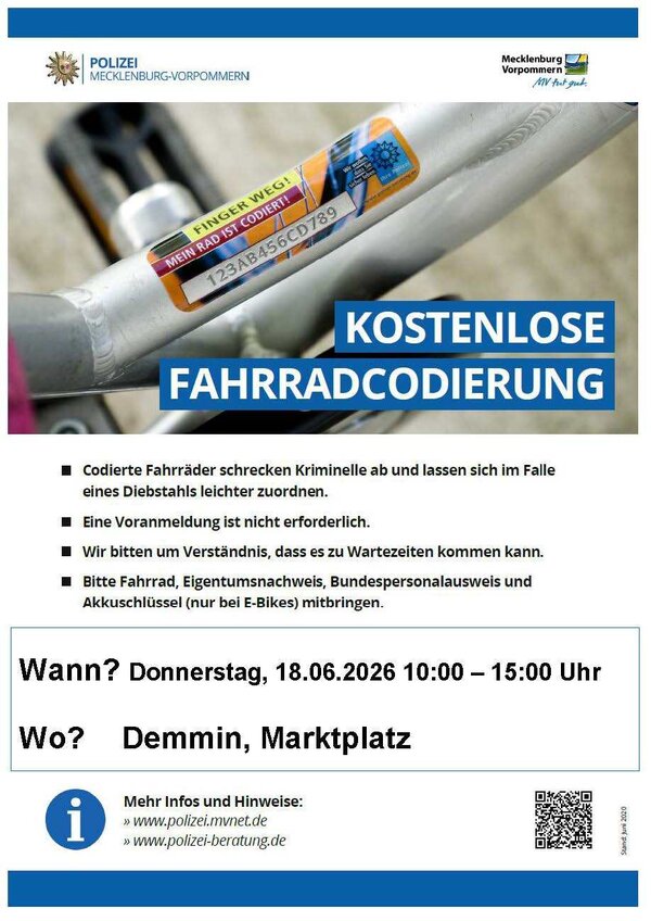 Bild vergr&ouml;&szlig;ern: Plakat Fahrradcodierung
